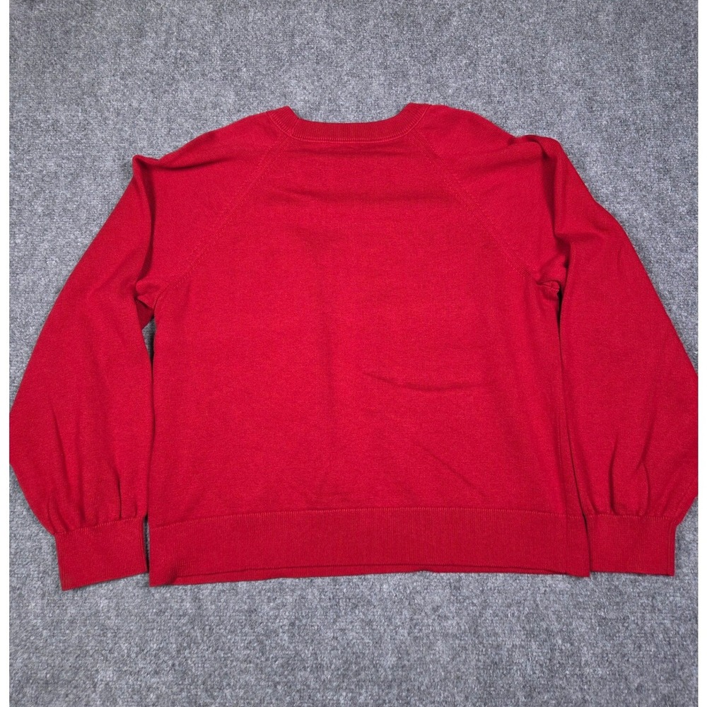 J.Crew Sweater Womens‎ Large Red Cotton Cashmere Raglan Crewneck Re-Imagined - Picture 6 of 9